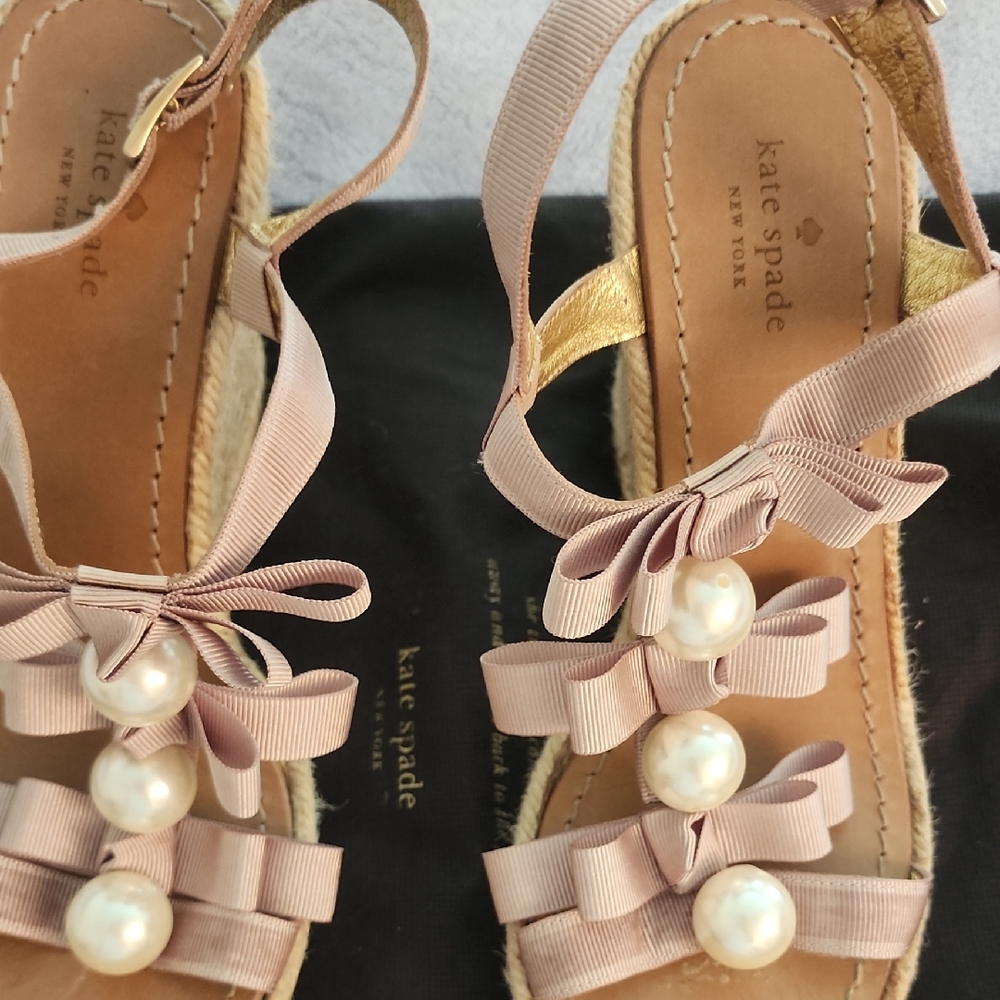 Kate Spade Pink Espadrilles with Pearl Accents